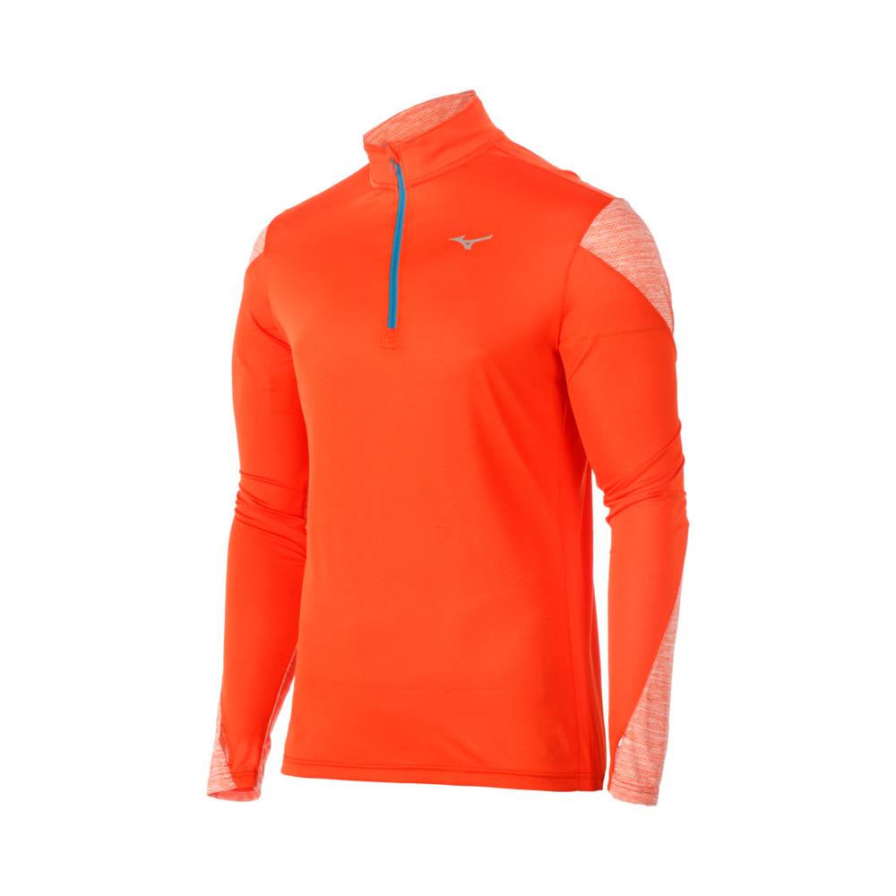 Mizuno ALPHA LONG SLEEVE HALF Cipzáros 2.0 Férfi Futópóló Rózsaszín OBL784623